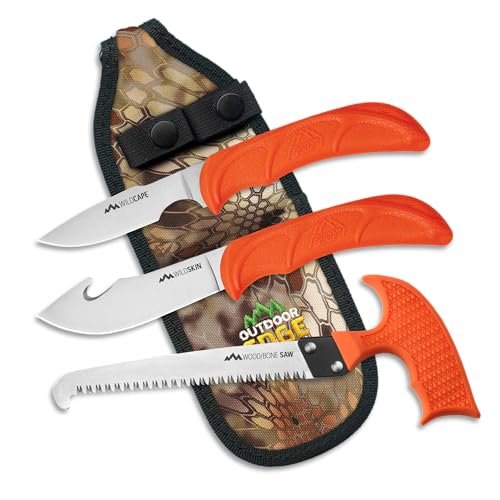 Outdoor Edge Wildguide 4-piece Hunting Knife Set & Field Dressing Kit | Featu...