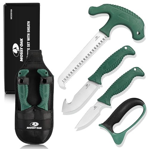 Mossy Oak Field Dressing Kit, 4 Pcs Hunting Knife Set With Portable Sheath, G...