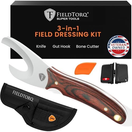 Fieldtorq Field Dressing Kit | 3-in-1 Super Tool With Sheath & Sharpener | Sk...