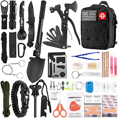 Emergency Survival Kit And First Aid Kit, 142pcs Survival Gear And Supplies E...