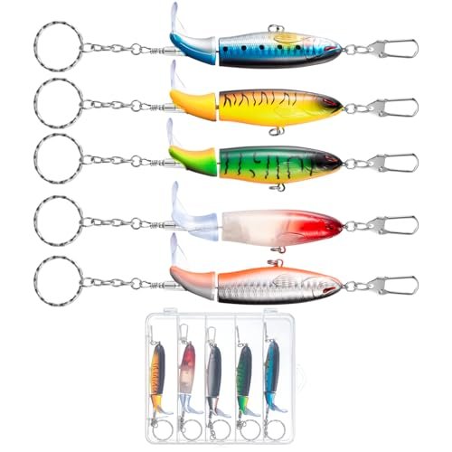 Liliaafar 5 Pcs Fishing Lure Keychains Gift, Realistic 3d Eye Plastic Fishman...