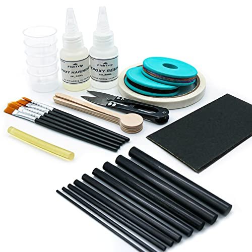 Fishtrip Fishing Rod Repair Kit Complete With Epoxy,10pcs Carbon Fiber Sticks...
