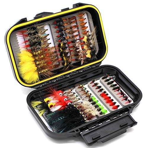 Fly Fishing Flies Assortment Kit Dry Wet Nyphms Tenkara Popper Streamer Wooll...