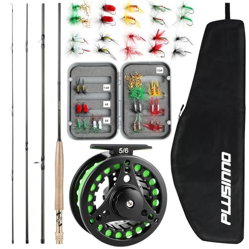 Plusinno Fly Fishing Rod And Reel Combo, 4 Piece Lightweight Ultra-portable G...
