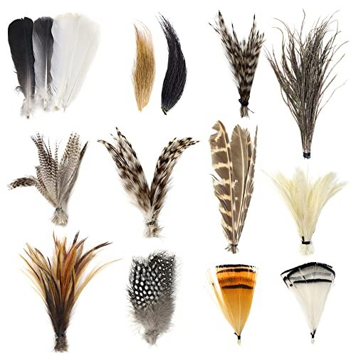 Yzd Fly Tying Materials Starter Kit 12 Species Fly Tying Feathers Hair…