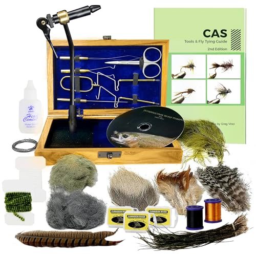 Creative Angler Fly Tying Standard Tool Kit With Wooden Box, Book & Dvd, Rota...