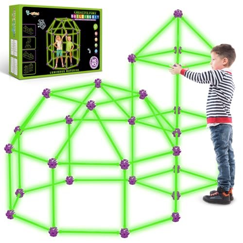 V-opitos 140 Pack Glow In The Dart Fort Building Kits For Kids Age 4, 5, 6, 7...