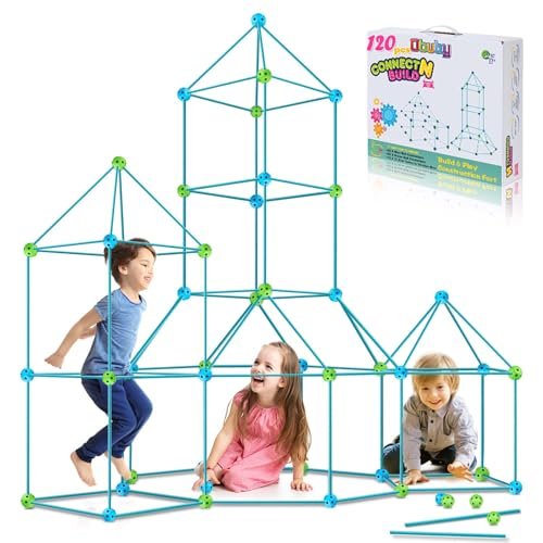 Kids Fort Building Kit 120 Pieces Construction Stem Toys For 5 6 7 8 9 10 11 ...