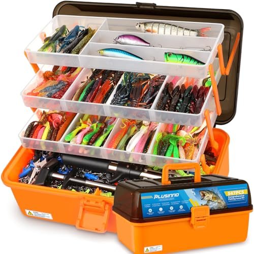 Plusinno Large 4-layer Tackle Box With Tackle Included, 547pcs Fishing Lures Kit