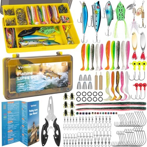 Witoror Fishing Lures, 148pcs Tackle Box With Tackle Included, Crankbaits, Sp...