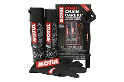 Motul C1 Chain Cleaner And C2 Motorcycle Chain Lube Kit With Brush, Gloves, A...
