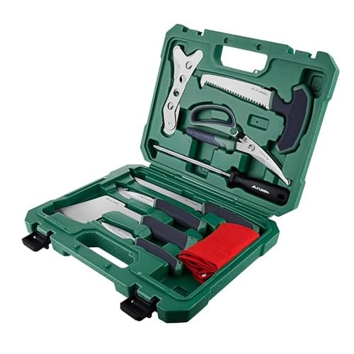 Flissa Hunting Field Dressing Kit, 10 Piece Hunting Knife Set With Skinning K...