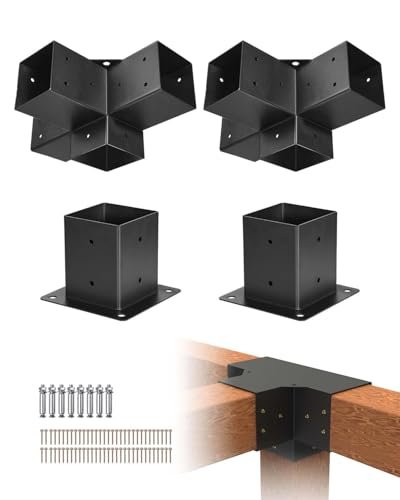 Vevor Pergola Bracket Kit, 4x4 Inch (inner Size 3.5x3.5), 2 Pcs 4-way Heavy D...