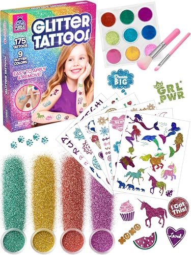 Purple Ladybug 175-piece Temporary Glitter Tattoos Kit For Kids & Teens