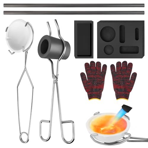Coitak 9 Pieces Graphite Torch Melting Casting Kit, Including 2 Crucible Stir...