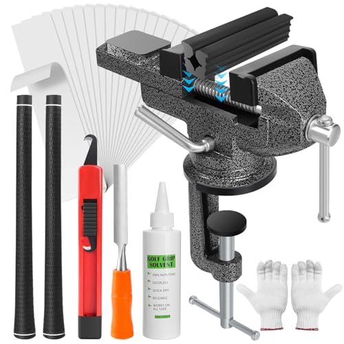 Axpower All-in-one Golf Grip Kit For Regripping Golf Clubs, 360° Swivel Porta...