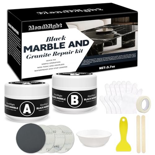 Mendmight Black Quartz Countertop Repair Kit, Professional Tile, Marble And G...
