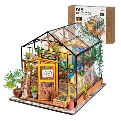 Rolife Diy Miniature Dollhouse Kit,green House With Furniture And Led,wooden ...