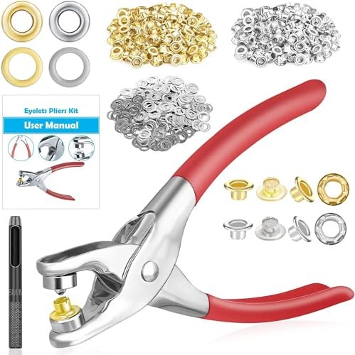 803pcs Grommet Eyelet Pliers Kit, 1/4 Inch Grommet Tool Kit With 800 Metal Ey...