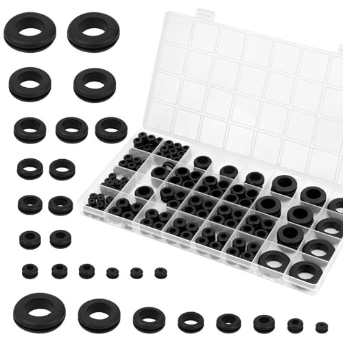 200pcs Rubber Grommet Kit, Hollow Firewall Grommet, 8 Sizes Wire Grommets Ass...
