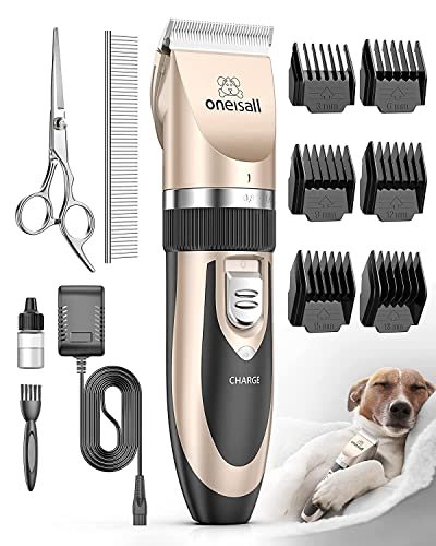 Oneisall Dog Clipper Low Noise, Dog Grooming Kit With Rechargeable, Pet Shave...