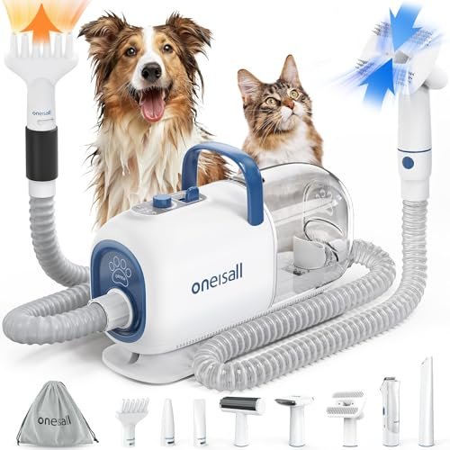 Oneisall Dog Vacuum & Dryer For Shedding Grooming, 8 In 1 Dog Grooming Kit Wi...