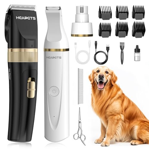 Heapets Dog Hair Clippers For Grooming Kit And Dog Paw Trimmer Nail Grinder F...