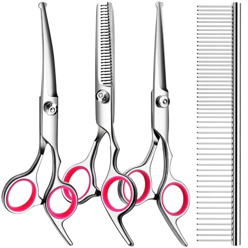 Tinmarda 5 In1 Dog Grooming Scissors Kit, Professional Dog Scissors For Groom...