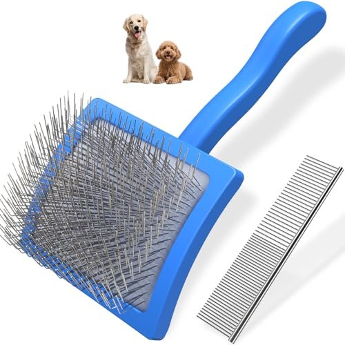 Saccison 2pcs Slicker Brush For Dogs & Pet Comb,professional Dog Grooming Bru...