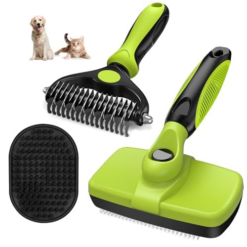 3pcs Self Cleaning Slicker Brush & Pet Grooming Rake & Bath Brush For Dogs,ca...
