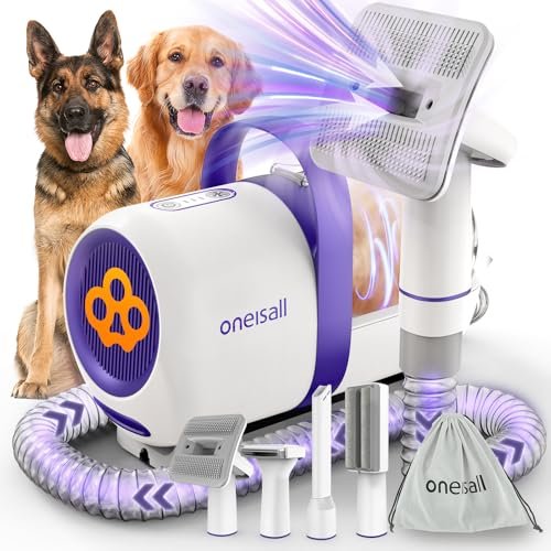 Oneisall Dog Grooming Vacuum Kits: 15000pa Shedding Brush With Grooming Tools...