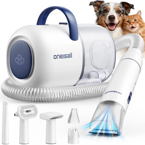 Oneisall Dog Grooming Vacuum, 15000pa Pet Vacuum Kit Shedding 99% Pet Hair, D...