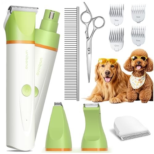 Unibono Dog Grooming Kit With Paw Trimmer, All-in-one Low Noise Electric Rech...