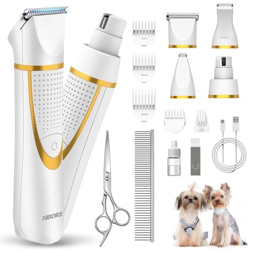 Aibors Small Dog Grooming Kit, 4 In 1 Electric Cordless Dog Paw Trimmer With ...