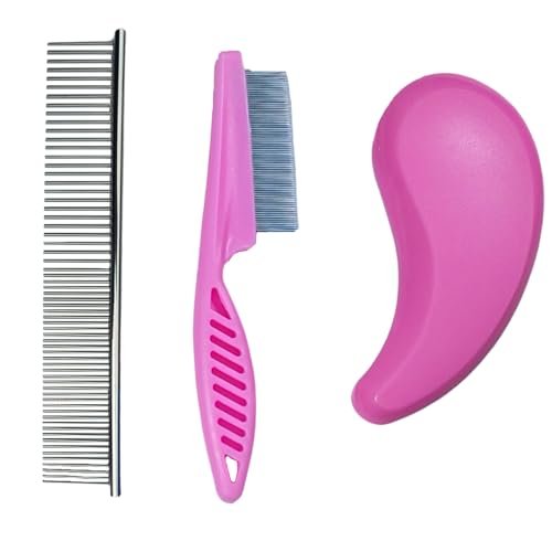 Maeelou 3 Pcs Puppy Brush Grooming Kit, Stainless Steel Flea Comb, Fit For Yo...