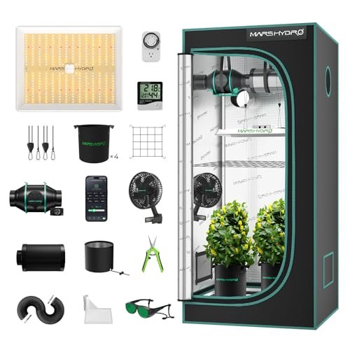 Mars Hydro 3x3 Grow Tent Kit Complete System,150w Ts1000 Led Programmable&dim...