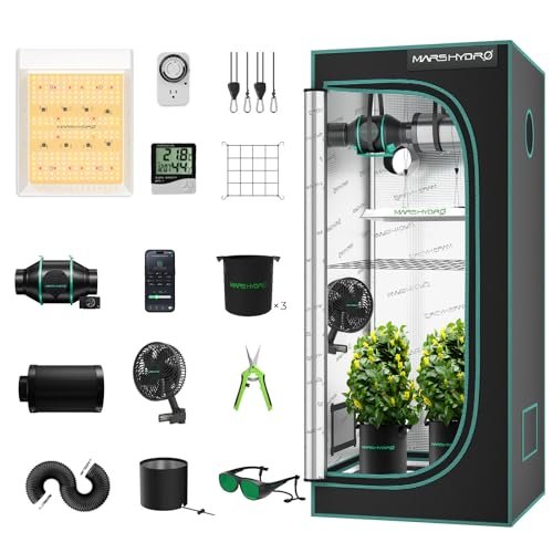 Mars Hydro 2x2 Grow Tent Kit Complete System With 10 Speed Fan,100w Ts600 Led...