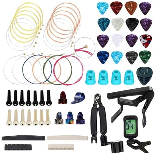 Nerecndens 66pcs Guitar Accessories Kit, Acoustic Changing Tool, Including Gu...