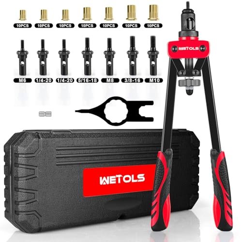 Wetols Rivet Nut Tool Kit, 14-inch Rivnut Tool With 7 Metric And Sae Mandrels...