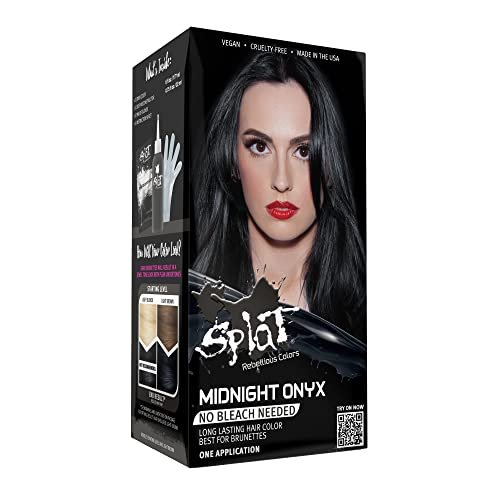 Splat Midnight Onyx Semi Permanent Hair Dye Kit, 1 Application, Includes Deep...