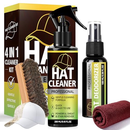 Hat Cleaning Kit, Professional 4-in-1 Hat Cleaner & Deodorizer Spray, Include...
