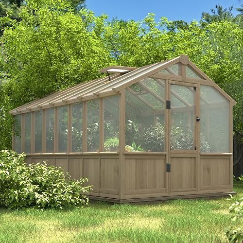 Mupater 8 X 16 Ft Wooden Greenhouse For Outdoor, Heavy Duty Greenhouse Kit Wi...