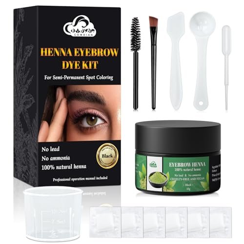 Comdian Henna Eyebrow Tint Kit, Natural Henna Eyebrow Dye Powder 15 Grams, Pr...
