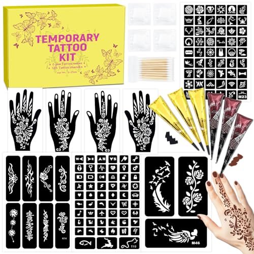 Museluxe 126 Pcs Temporary Tattoos Stencils Kit,temporary Tattoos Kit