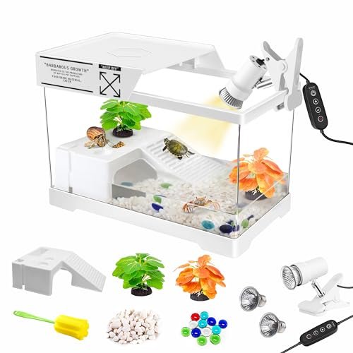 Gozilla Mini Turtle Tank Kit With Adjustable Lamp, Upgrade Pc Hermit Crab Tan...