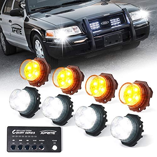 Xprite White Amber Led Hideaway Strobe Lights Kit 20 Flashing Patterns W/cont...