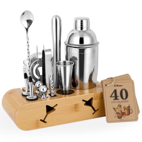 X Home Bartender Kit With Stand, Cocktail Shaker Set For Enthusiasts And Begi...