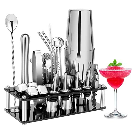 Cocktail Shaker Set, 23-piece Boston Stainless Steel Bartender Kit With Acryl...