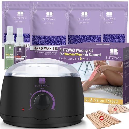 Blitzwax Brazilian And Bikini Waxing Kit For Women, Hard Wax Warmer For Face,...