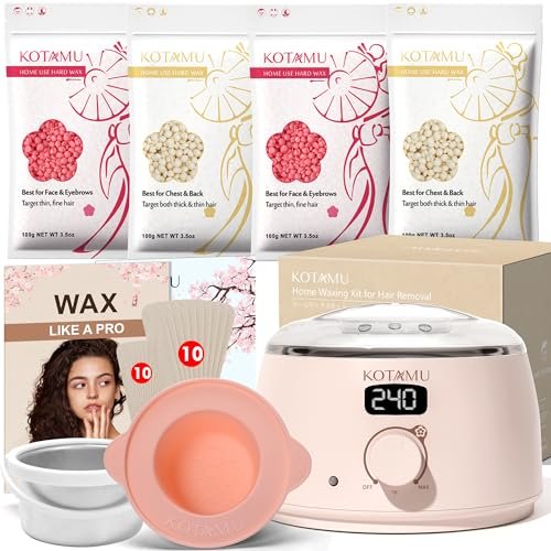Kotamu Wax Kit Pink Digital Hair Removal Waxing Kit For Women & Men Hot Wax W...